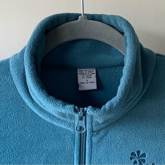 Fleece Jacket Size Medium Lake Tahoe Womens Full Zip Aqua Blue Pockets Floral - Picture 5 of 16